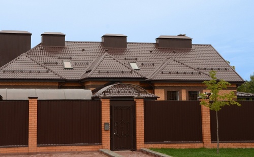 Металлочерепица камея GL 0,5 Velur20 RR 32 темно-коричневый