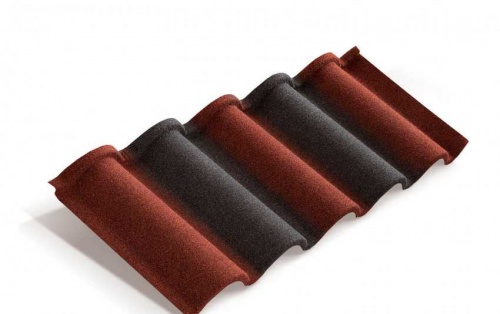 Композитная черепица Metrotile Romana, красно-чёрный